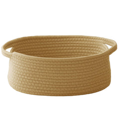 JMvicyroam woven basket with handles on a shelf for tidy storage