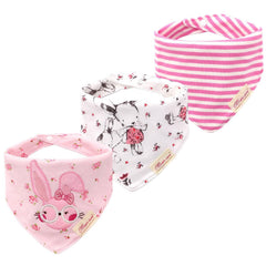 JN&LULU pink rabbit bandana bib catches drool and protects baby outfits.