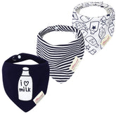 JN&LULU milk-toned bandana bib trio keeps drool away and outfits neat