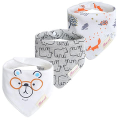 JN&LULU glasses-puppy bandana bib catching drool for easy cleanup.