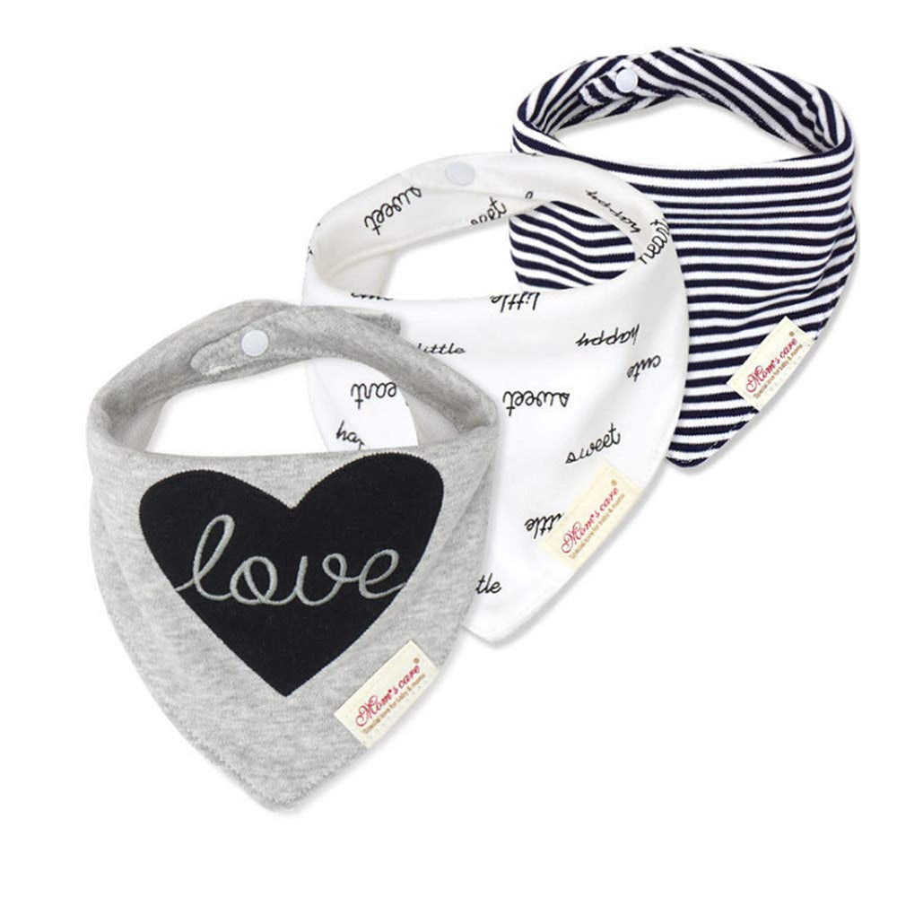 JN&LULU 3-pack baby bandana bibs catch drool and keep outfits clean