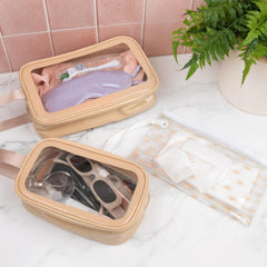 Jo & Go transparent panel pouch for at-a-glance item tracking.
