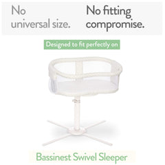Joey + Joan bassinet fitted sheet dark grey on Halo bassinet, breathable fabric.