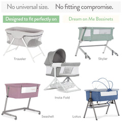 Joey + Joan fitted sheets for Dream on Me Traveler, snug and secure.