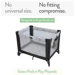 Joey + Joan fitted sheet snugly fits a 27x39 play yard mattress for security