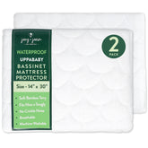 Joey + Joan waterproof bassinet pad cover fits UPPAbaby bassinets, protecting against spills.
