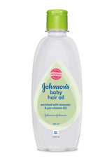 Johnson's Baby Hair Oil avocado bottle illustrates gentle nourishment for baby hair