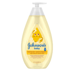 Johnson's Baby Head-To-Toe Wash & Shampoo bottle with Aloe Vera and Vitamin B5 for gentle cleansing.