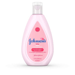 Johnson's Baby Lotion coconut oil bottle front view for everyday moisturization.