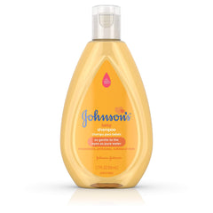Johnson's Baby Shampoo tear-free bottle demonstrates gentle bath care for delicate eyes.