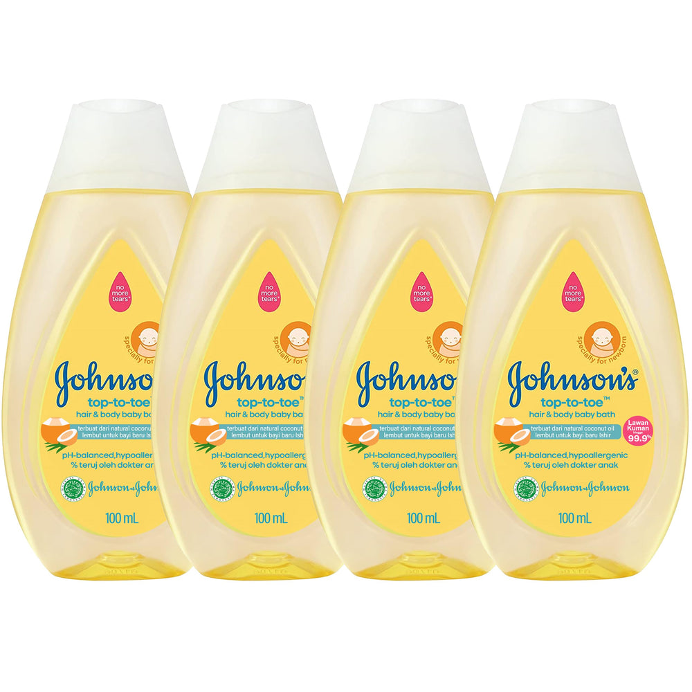 Johnson's Top-to-Toe bottle front view featuring tear-free cleansing for delicate skin