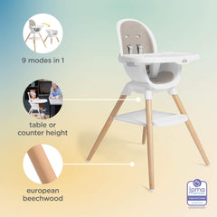 Joie Chai highchair offers a practical counter-height option for versatile dining setups.