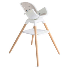 Joie Chai highchair demonstrates table-height adjustment for easy family dining.