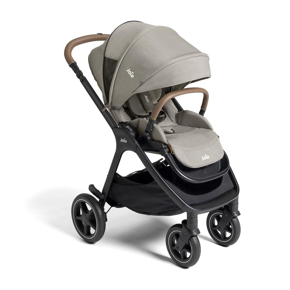 Joie Kava stroller folds in any direction for quick city outings.