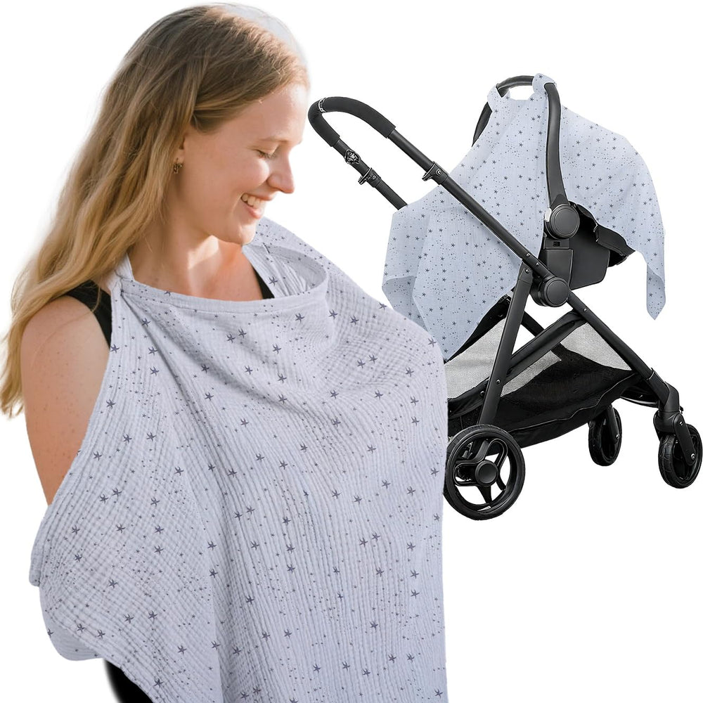 Jojedomo muslin nursing cover breathable fabric for mom and baby comfort