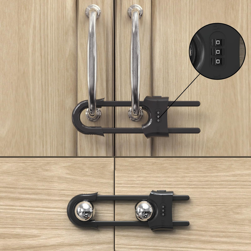 Jola's House 4pack sliding cabinet locks protect curious toddlers from cabinets.