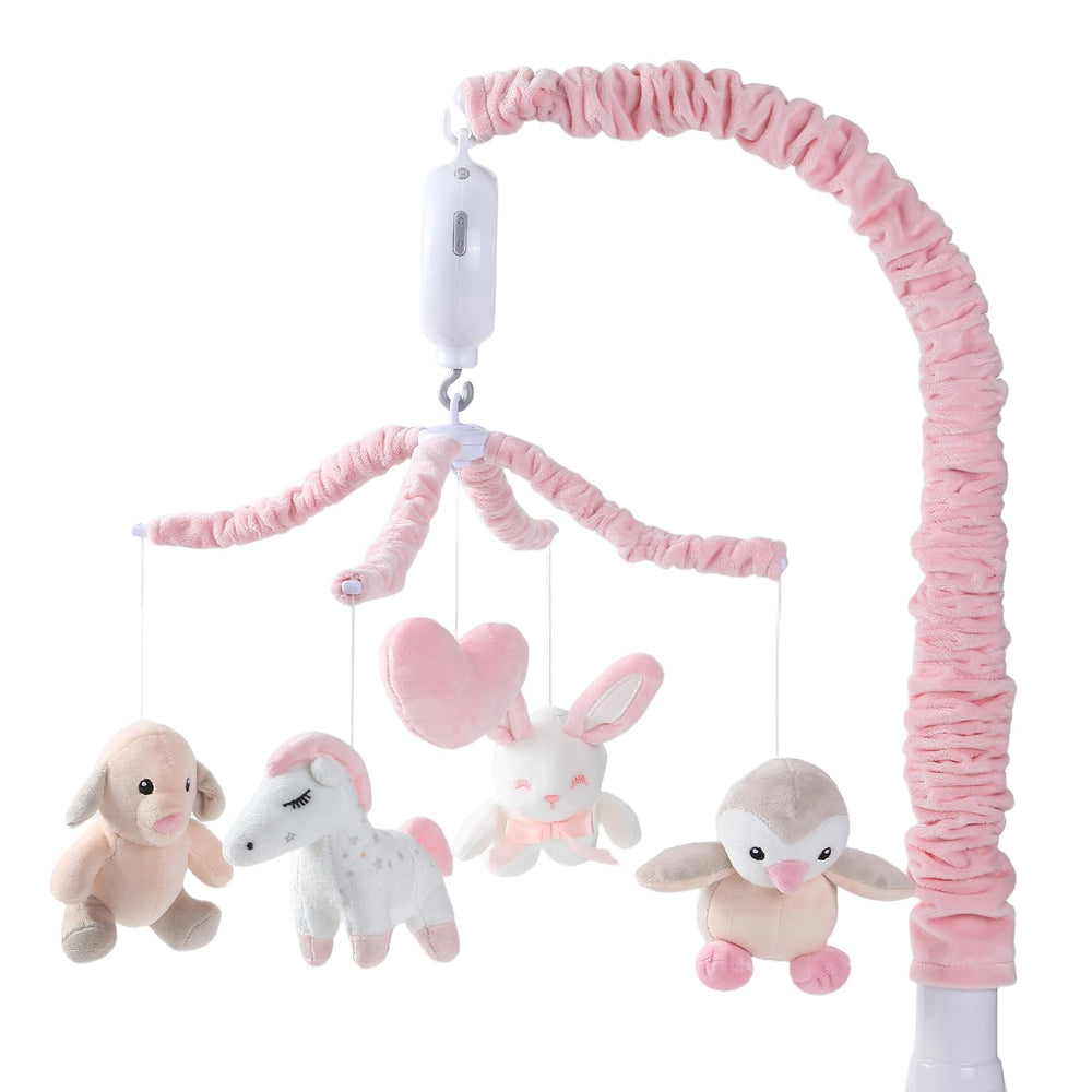 JOLLITO soft pink crib mobile offering calming visuals for naps