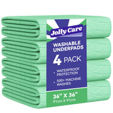 Jolly Care washable underpads with large 36x36 inch surface for heavy absorbency.