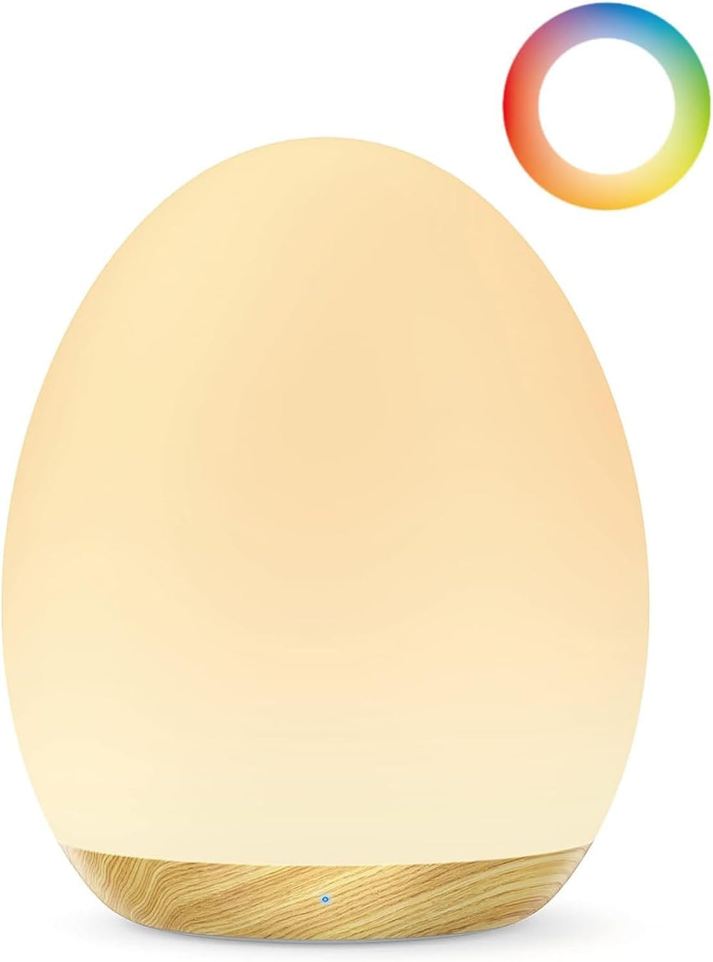 JolyWell night light egg with wood finish provides gentle glow for nursery feeding sessions.