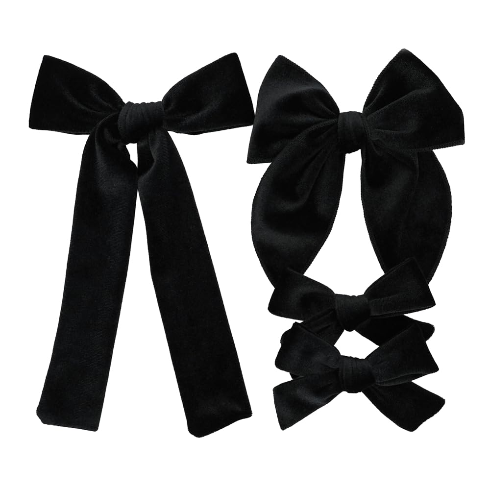 Jomila long tail velvet bow clip enhances toddler ponytails with secure grip