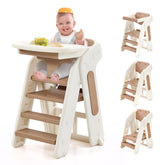 JooKiddie 4-in-1 convertible step stool in khaki offers safe reach for kitchen tasks