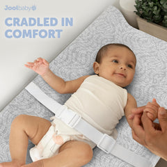 Jool Baby gray-wave cover close-up highlights cozy texture for comfortable baby changes.