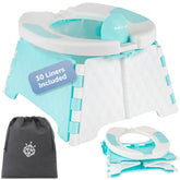 Jool Baby portable potty folded for compact storage and travel.