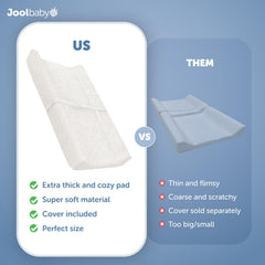 Jool Baby Serenity contoured sides and safety strap keep baby secure during changes