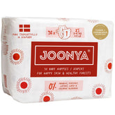 JOONYA Size 1 XS diapers overview showing slim fit for tiny babies and discreet wear.