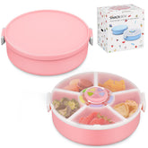 JOOPETALK rotating snack container set pink, ideal for travel-friendly kid snacks.