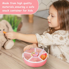 JOOPETALK round snack box with 6 compartments for varied snacks on the go.