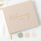 Joss & Lac Design linen pregnancy journal cover with textured linen feel for premium gifting.