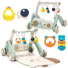 Jovow 2-in-1 Baby Gym Walker side view with adjustable frame for safe early play