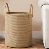 Joybest 52L laundry basket front view showing ample weekly clothes capacity.