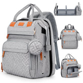 JOYCE diaper bag grey with changing table for quick on-the-go diaper changes.