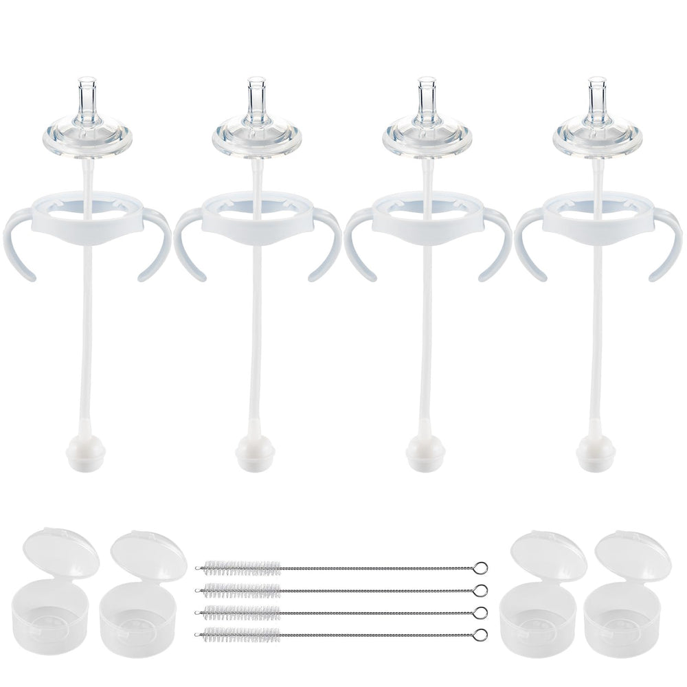 Joyfeed straw cup conversion kit 4-pack turns bottles into easy sippy cups for on-the-go feeding.