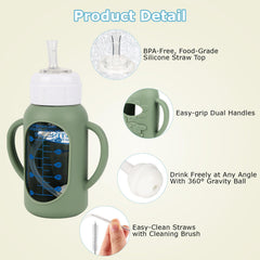 Joyfeed silicone sleeve guards the bottle from drops during daily use.
