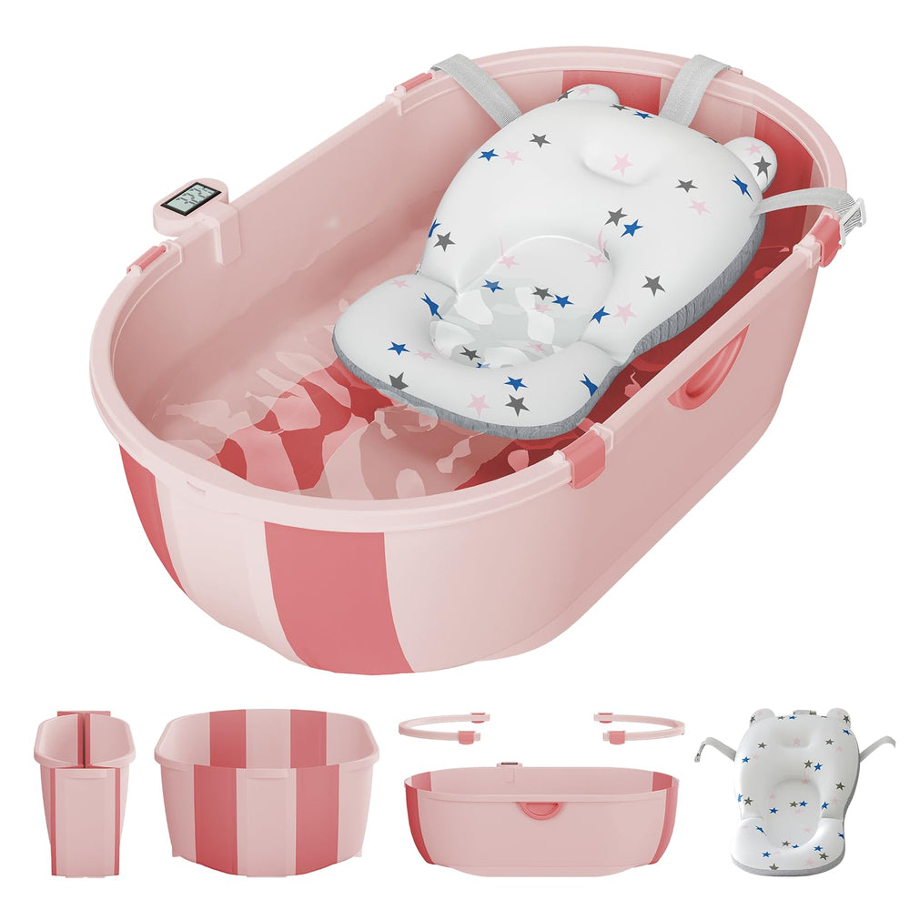 Joyingbaby collapsible bathtub folded for compact storage and travel convenience