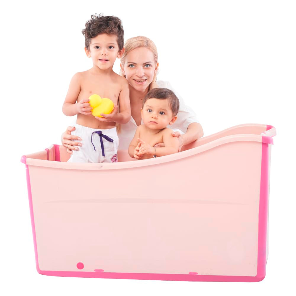 Joyingbaby large foldable bathtub folded for compact storage and travel convenience