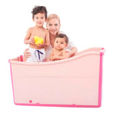 Joyingbaby large foldable bathtub folded for compact storage and travel convenience