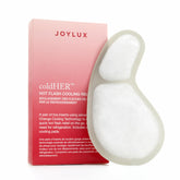 Joylux coldHER front view grey cooling bra inserts for discreet, portable cooling.