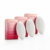 Joylux SHEBar 3-pack packaging closeup highlights premium cleansing and gentle daily use.