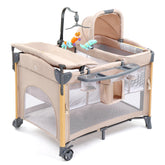 JOYMOR 7in1 bedside bassinet with mattress keeps newborns close for night care.