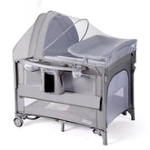 Joymor 9-in-1 bedside bassinet with changing table for quick night diaper changes.