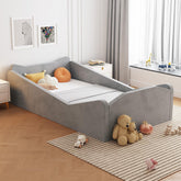 JOYMOR toddler bed with floor design and guardrail for safe, independent sleep