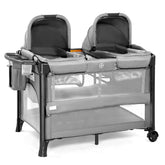 JOYMOR Twin Bassinet with wheel and brake for smooth mobility and secure stops.