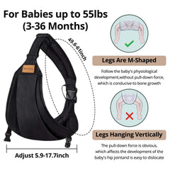 JOYNCLEON sling demonstrates hip-position guide for healthy leg alignment.