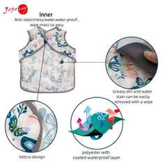 Joyo Roy waterproof baby bib fabric keeps clothes dry during meals.