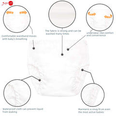 Joyo roy white diaper cover side view highlighting flexible edges for movement
