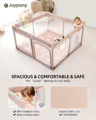 Joypony breathable mesh playpen offers full visibility for caregivers